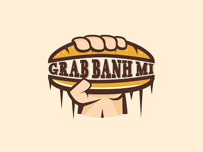 Grab Banh Mi bakery banhmi bread grab hand icon logo vietnam