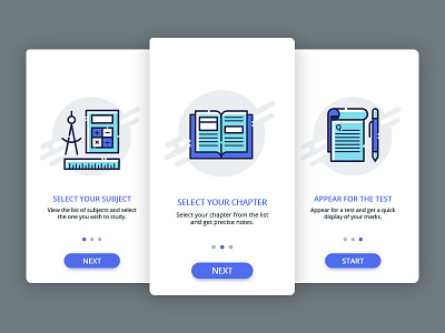 On boarding screens for tutoring app app blue clean education icon onboarding study tutoring ui ux