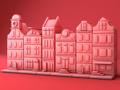 XXX 3d amsterdam building c4d candy illustration netherlands red light street travel