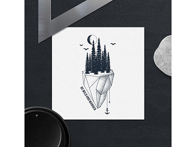 Be wild and wander adventure badge forest grunge logo motivation tattoo typography vintage wild