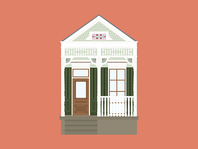 1320 N. Rendon Street architecture building house illustration louisiana new orleans nola shotgun vector