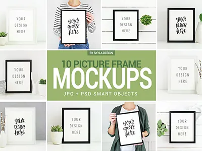 Picture Frame Mockups by Skyla Design artwork black design frame mockups picture poster print quote skyla white