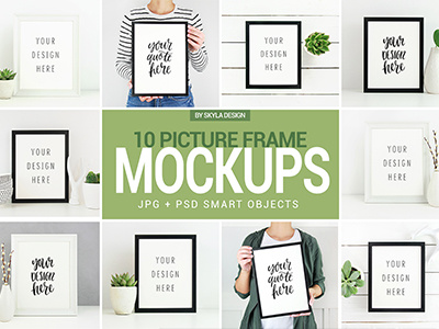 Picture Frame Mockups by Skyla Design artwork black design frame mockups picture poster print quote skyla white