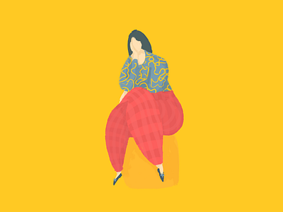 Pensando illustration mendoza thinking woman yellow