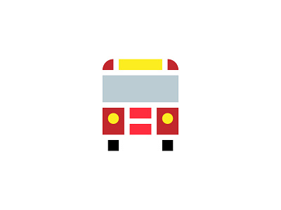 Bus Icon app blocks bus design grid icon minimal modular red ui ux