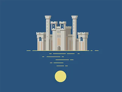 Night Falls Over Erathia - Castle castle game homm3 illustration moon night nostalgia vector
