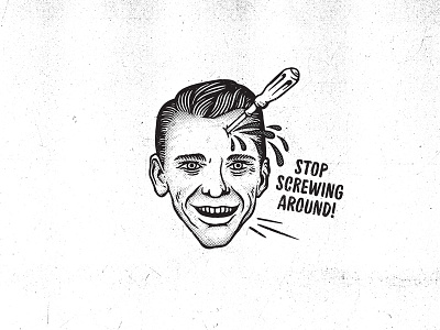 Stop Screwing Around blood comic halftone retro screw screwdriver sticker vintage