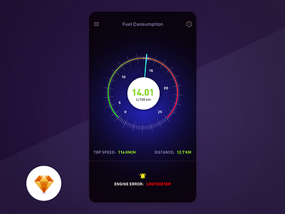 OBD Scanner - Day95 My UI/UX Free SketchApp Challenge app auto car day 100 freebie fuel obd scanner sketchapp speed