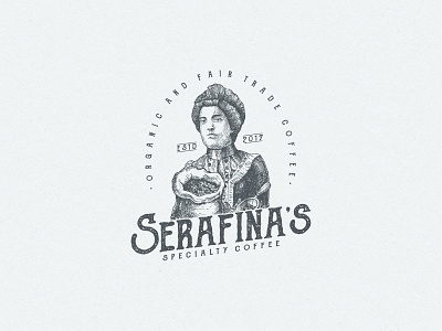 Engraved Drawing logo for Serafina's coffee drawing engraved vintage