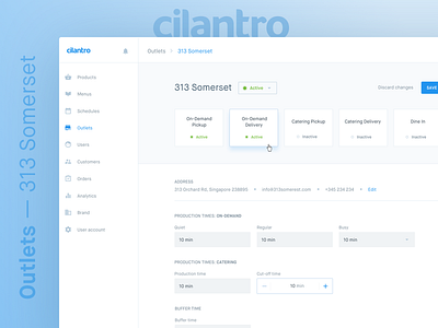 Outlet Details — Cilantro admin backend clean white cms interface design material design pannel recent work rw simple ui ux