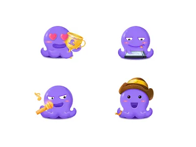 The purple octopus cartoon octopus