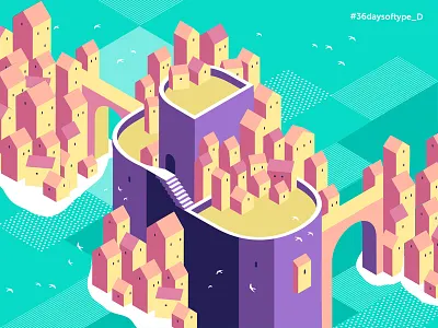 Letter D 36daysoftype 36daysoftype d illustration isometry pastal