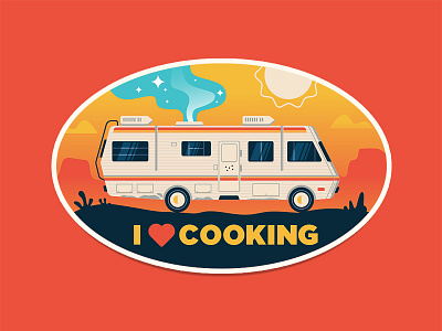 Love Cooking breaking bad cooking desert illustration rv smoke sticker sun vector vehicle