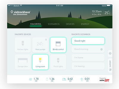 Smart Home App app clock devices energy favorites home ipad lights scenarios settings smart support