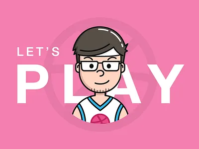 Hello, Dribbble! character debut dribbble first shot illustration line art