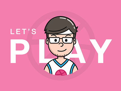 Hello, Dribbble! character debut dribbble first shot illustration line art