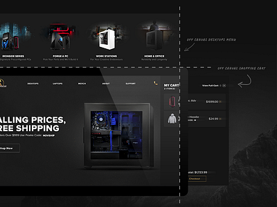 Ironside Computers Navigation computer dark menu navigation ui user interface ux web design