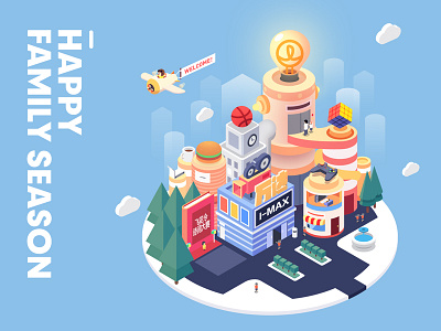 illustration for wanda 2d city illustration isometric market ps