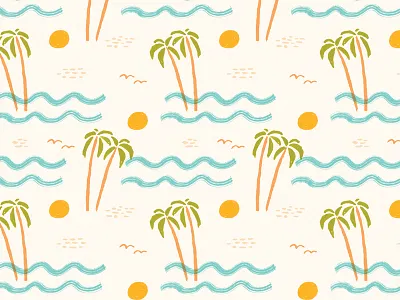 Beach Pattern beach hand done palm trees pattern pattern design summer sun waves