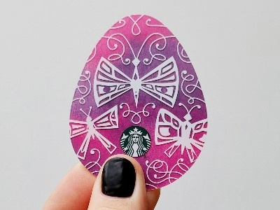 purple easter egg card design easter illustration starbucks vector watercolor