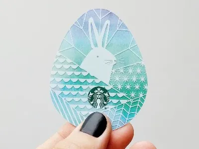 blue easter egg card design easter illustration starbucks vector watercolor