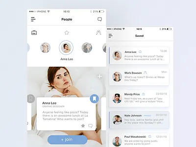 Work organiser app browse flat list minimal mobile ui work