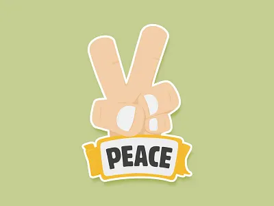 Peace cartoon hand orange peace sticker
