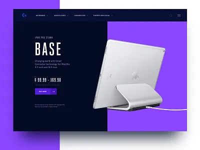 Product page — Header variation for Logitech website clean header ipad layout logitech minimal product slider typography web website whitespace