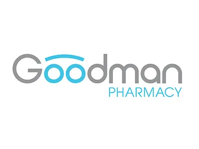 Goodman Pharmacy Logo blue business design gray logo pharmacy signs vector