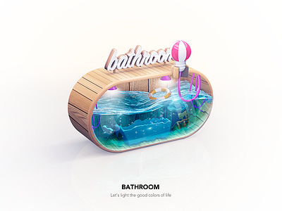 Bathroom 3d animated c4d color fun here180 icon illustration isometric ui