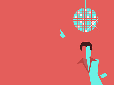 Saturday Night Fever classic dance disco film flat minimal movie vector vintage