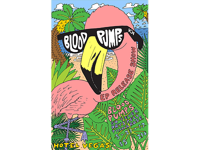 Blood Pumps Poster art austin band design flamingo illustration poster