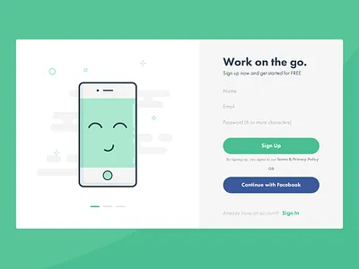 Entry #1 (UI Series: Log Ins and Sign Ups) clean green login minimal onboarding sign up ui ux web app web design
