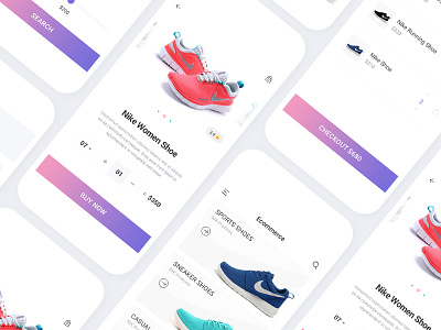 Ecommerce iOS app sneak peak clean colorful ios app minimal nike shoes sneak peak