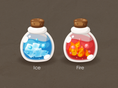 cartoon bottle blue bottle fire glass ice red