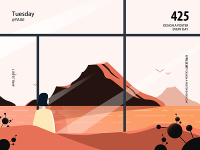 sunset art illustration mountain night sunset women