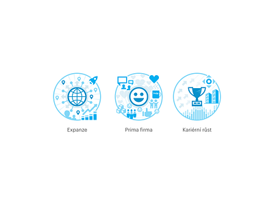 Invia HR Icons 1/3 blue chart globe growth icon lineart set smile travel trophy ui ux