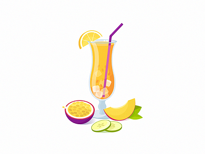 Mango and Passion fruit Cocktail 2d cocktail design drink fruits health icon icons illustration mango smoothie vector