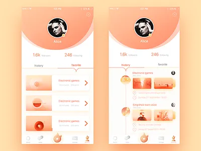 Personal information page flattened food game gradient icon interface life movie music social texture ui