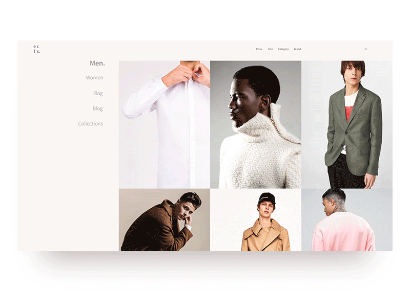 ecfs - shop. web app design concept android animation art ecommerce flat clean simple interface mobile ios iphone shop sketch store ui ux