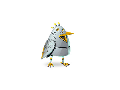 Robobird artwork bird character character design drawing illustration robot ui