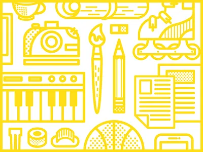 Moodboard 2d collage hobby illustration moodboard objects outline stroke sushi