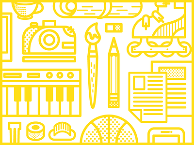 Moodboard 2d collage hobby illustration moodboard objects outline stroke sushi