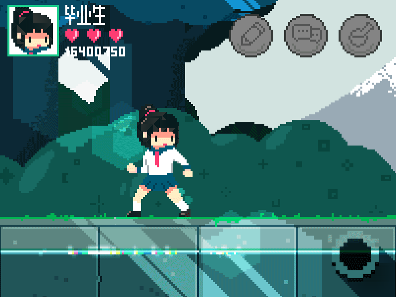A small animation 8 bit animation game gif pixel schoolgirl work