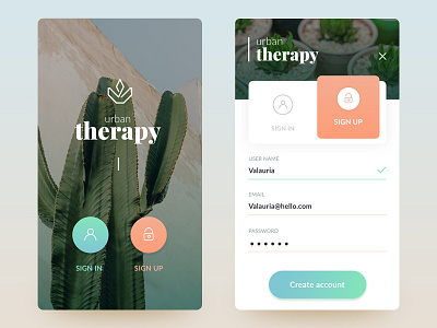 Daily UI #001 001 cactus daily ui login plant sign up sing in therapy ui