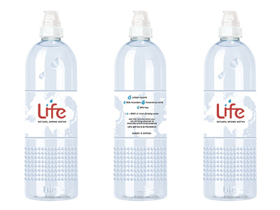 Getting to grips with the Life Water bottle bottle design branding design graphics labels life life water logo logo design product labels rebrand water