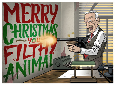 Christmas Card character design digital illustration inks