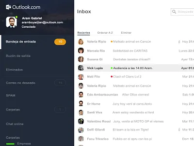 Outlook web design in-process firstshot ui ux web webdesign