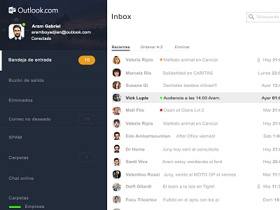 Outlook web design in-process firstshot ui ux web webdesign