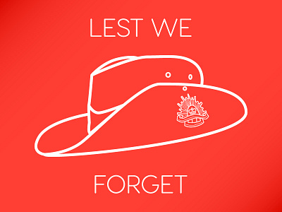 In Honour - Lest we forget anzac army australia hat line art